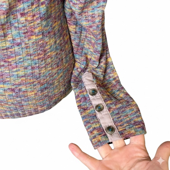 Anthropologie Puff Long Sleeve Knit Henley Top Multicolored Size X-Small XS - Picture 5 of 7